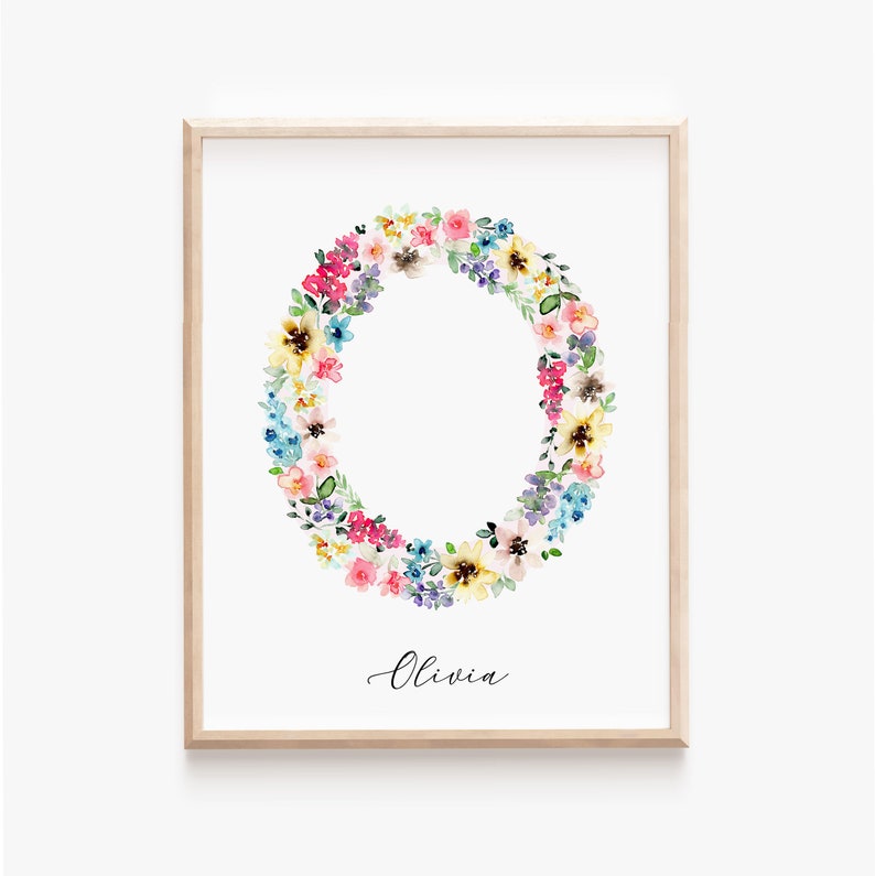 Floral Initial Wall Art, Personalized Wildflower Name Print, Daisy ...