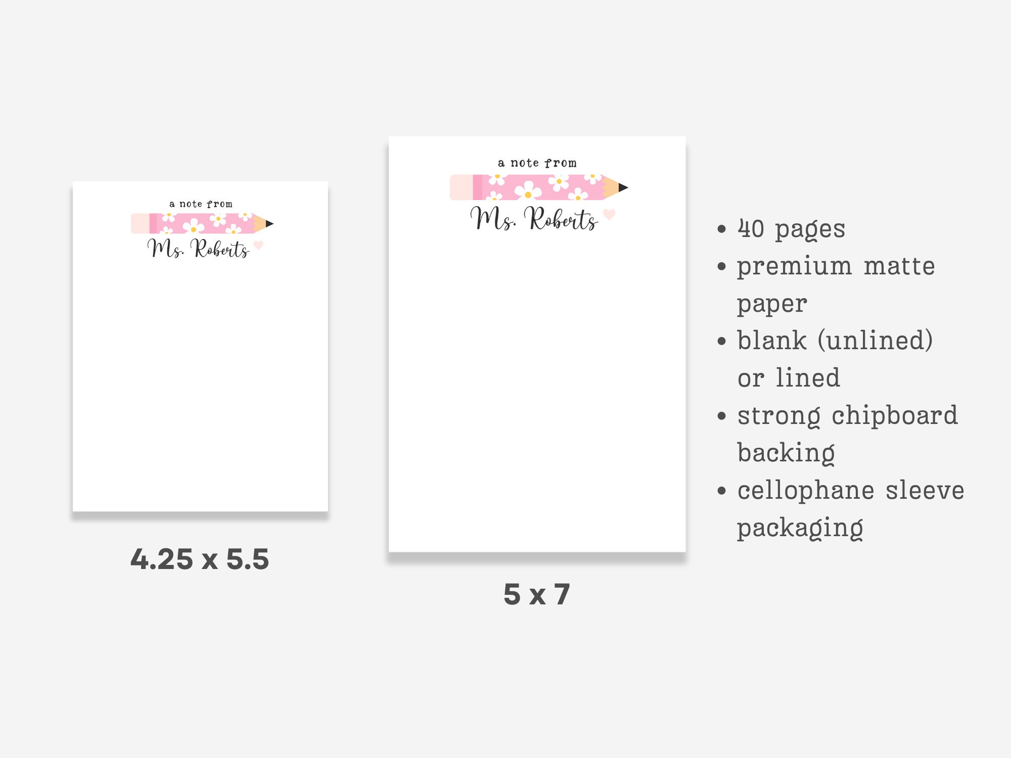 Teacher Note Pad Personalized, Custom Retro Daisy School Stationery ...