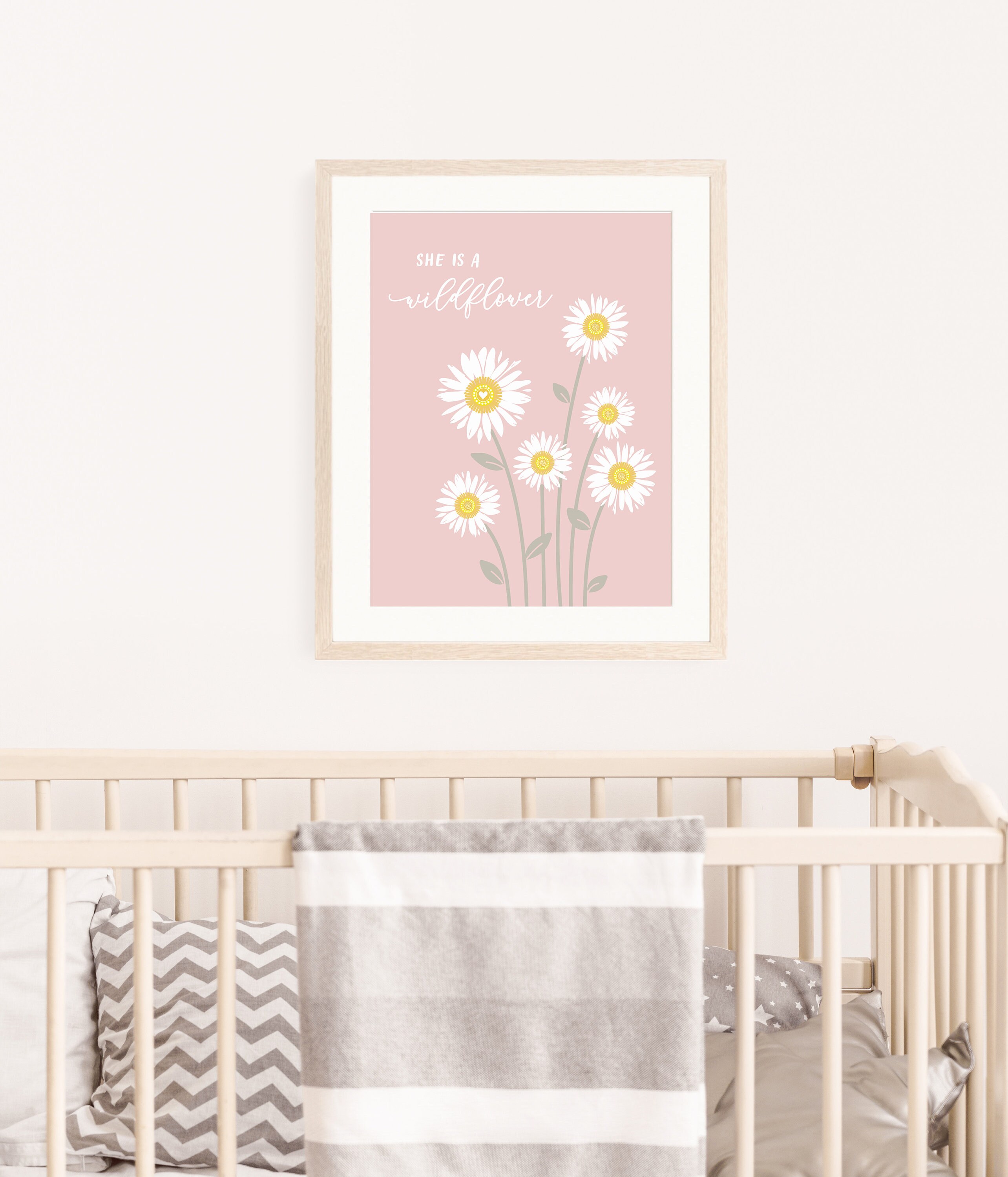 Boho Daisy PRINTABLE, Retro Flower Nursery Wall Art, She is a ...