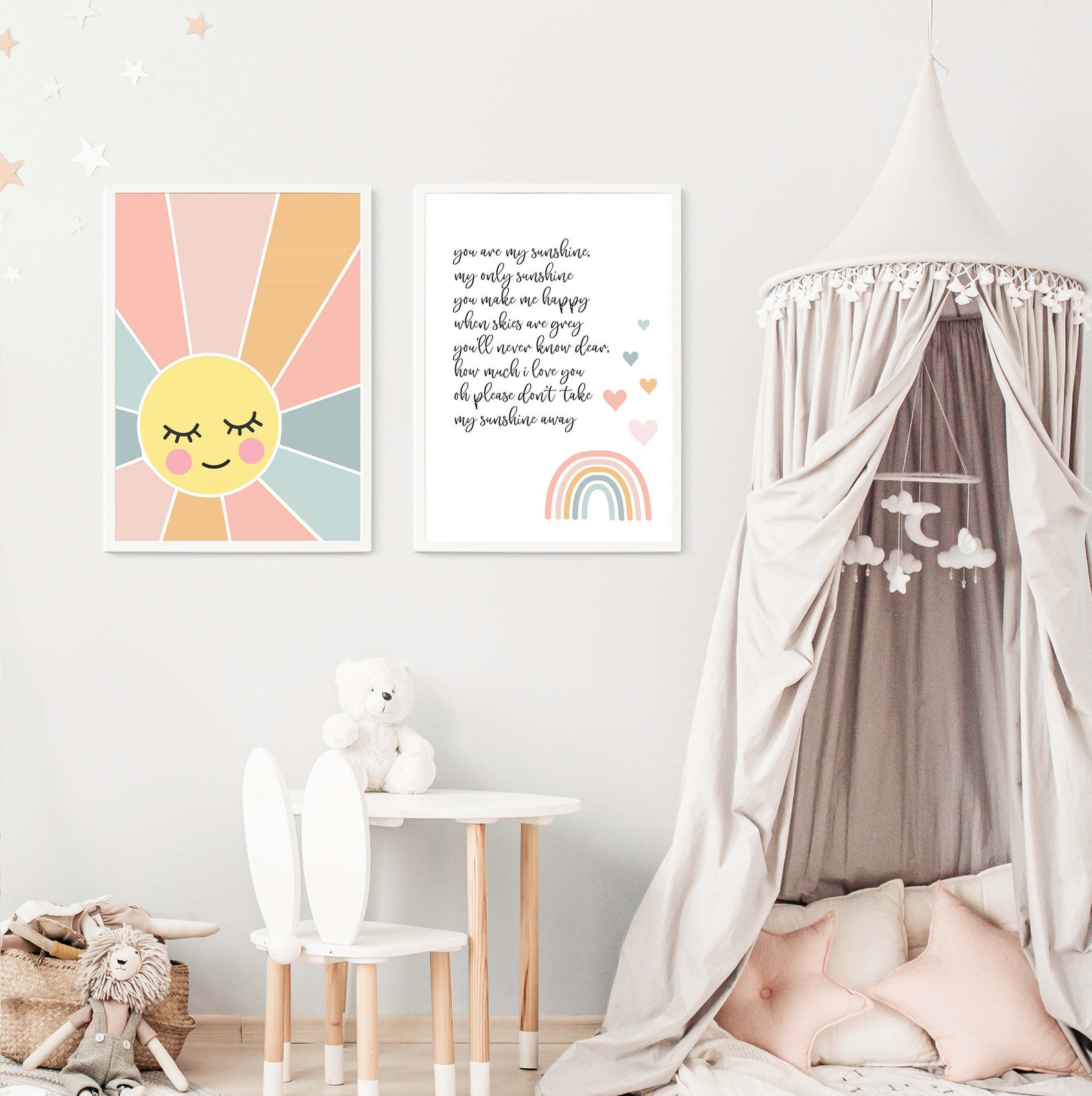 You Are My Sunshine Nursery Print Set, Digital Boho Gender Neutral Baby ...