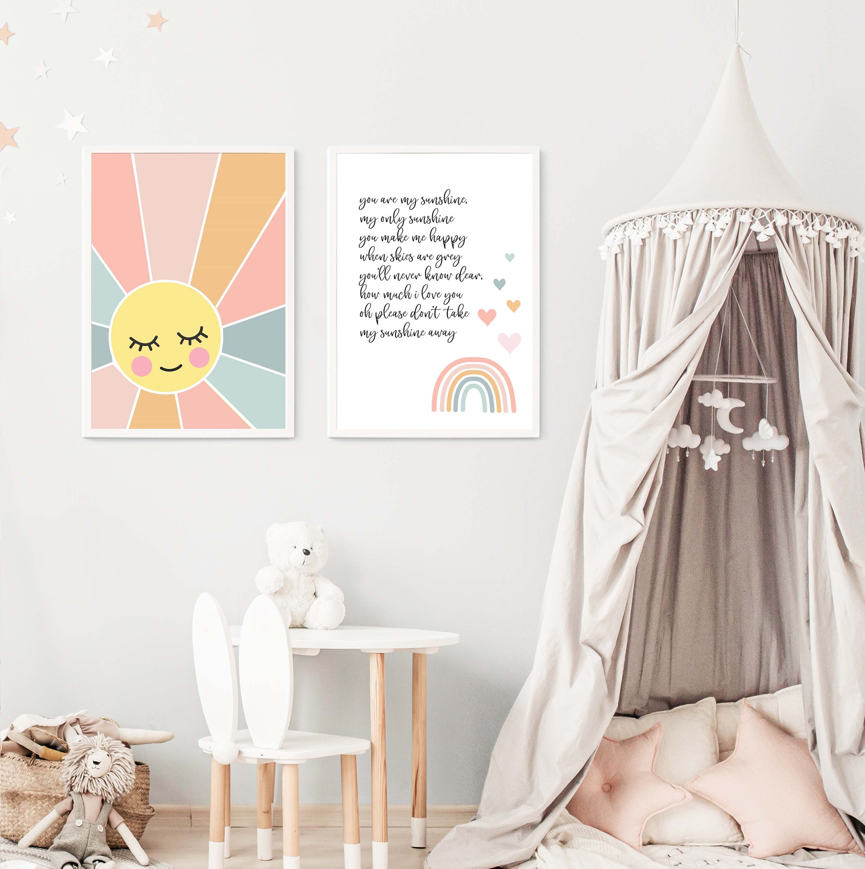 You Are My Sunshine Nursery Print Set, Digital Boho Gender Neutral Baby ...