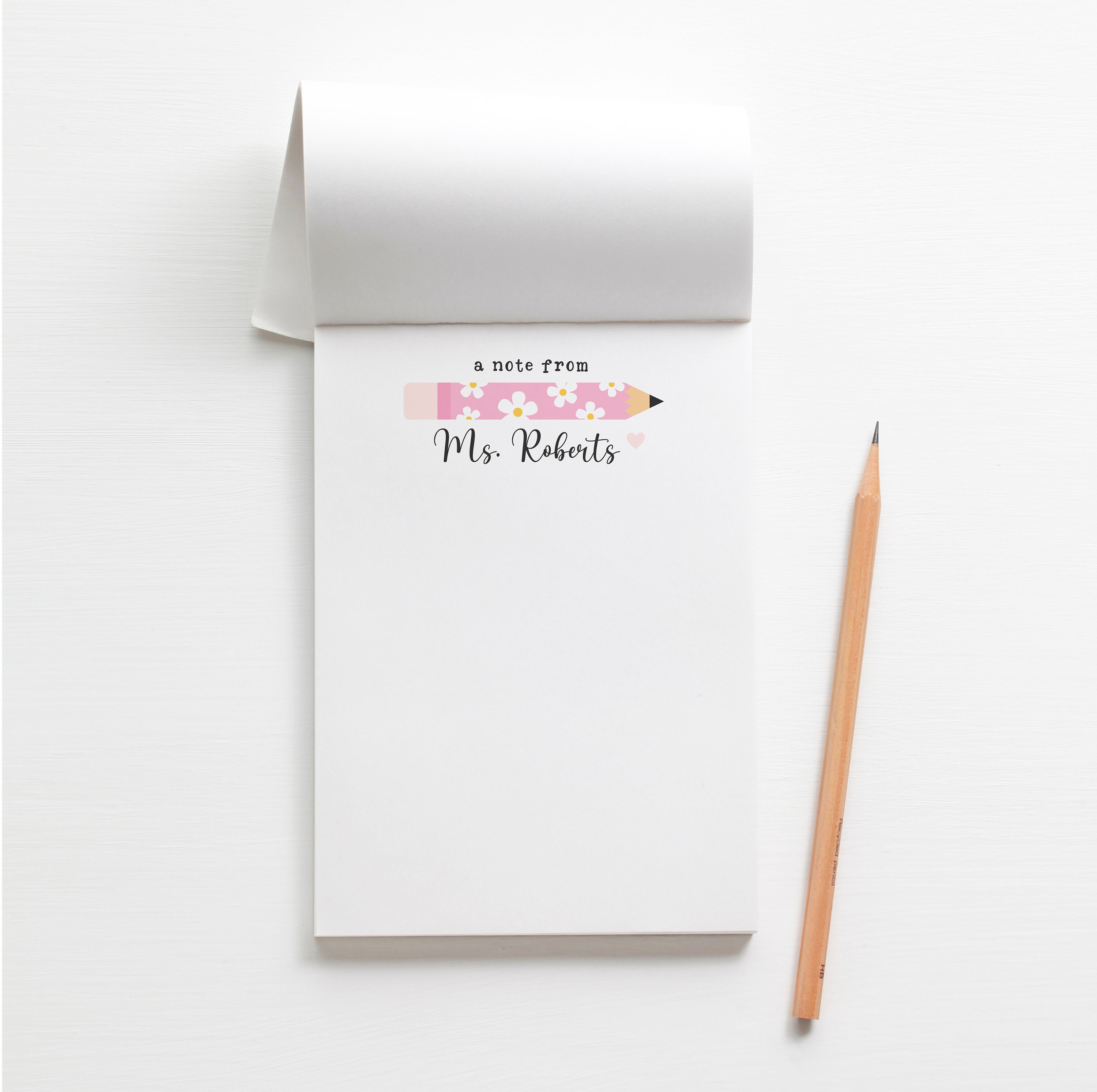 Teacher Note Pad Personalized, Custom Retro Daisy School Stationery ...