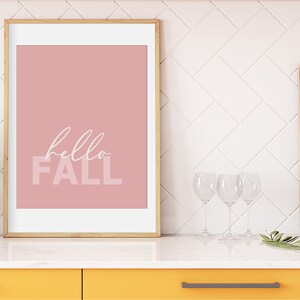 Pink Fall Wall Art PRINTABLE, Blush Pumpkin Print Set, Boho Gingham ...