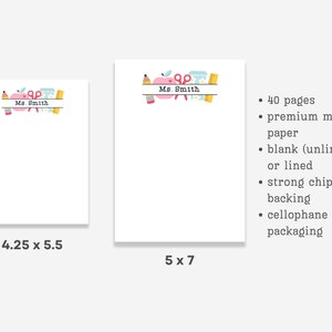 Retro Teacher Note Pad Personalized, Colorful Custom School Stationery ...
