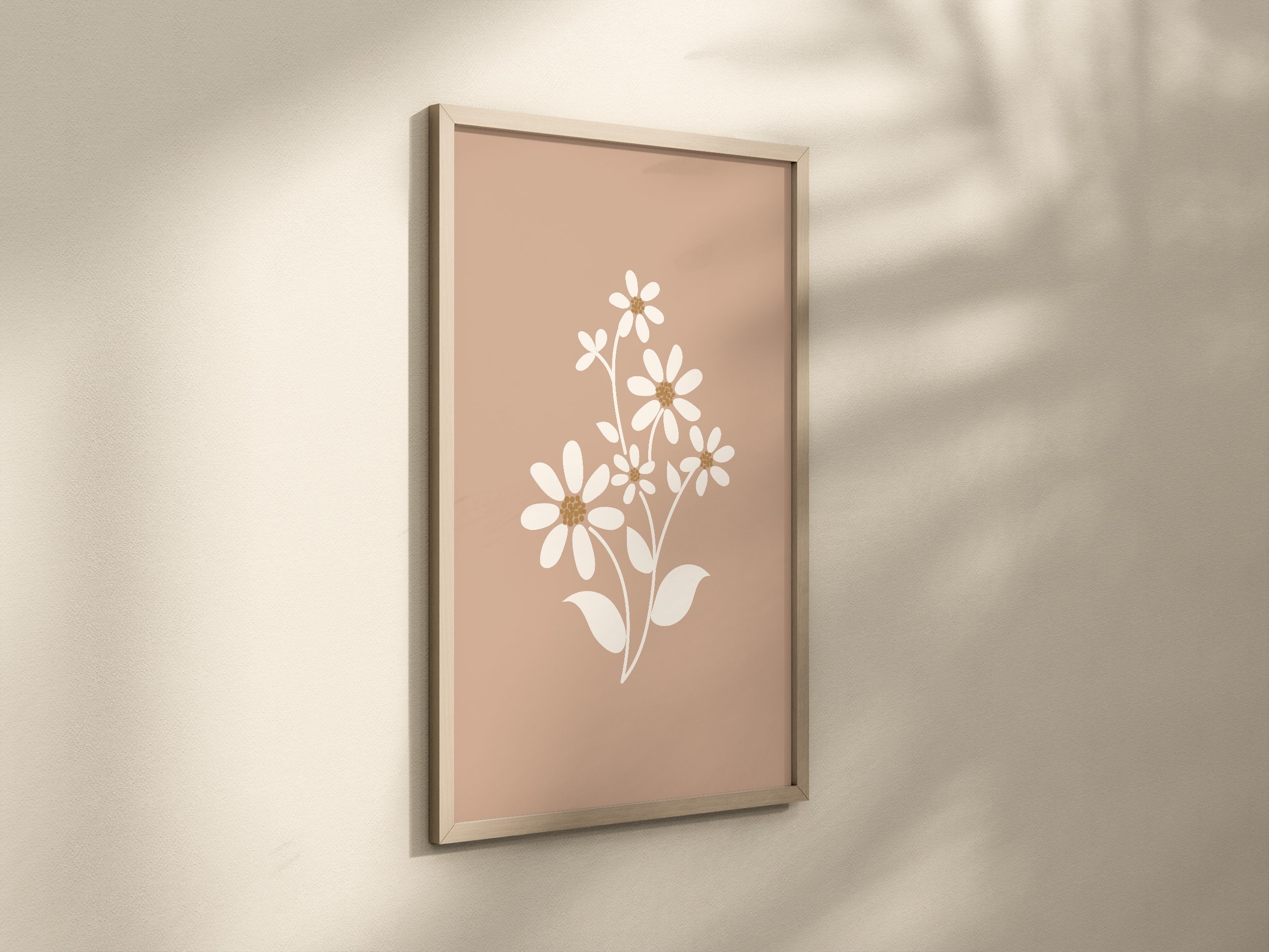 Daisy Nursery Wall Art, Neutral Modern Daisy Decor, Boho Floral Print ...