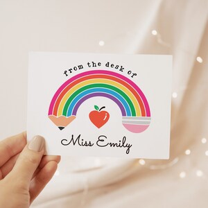 Personalized Teacher Note Cards, Set of Blank Cards Teacher Parents ...