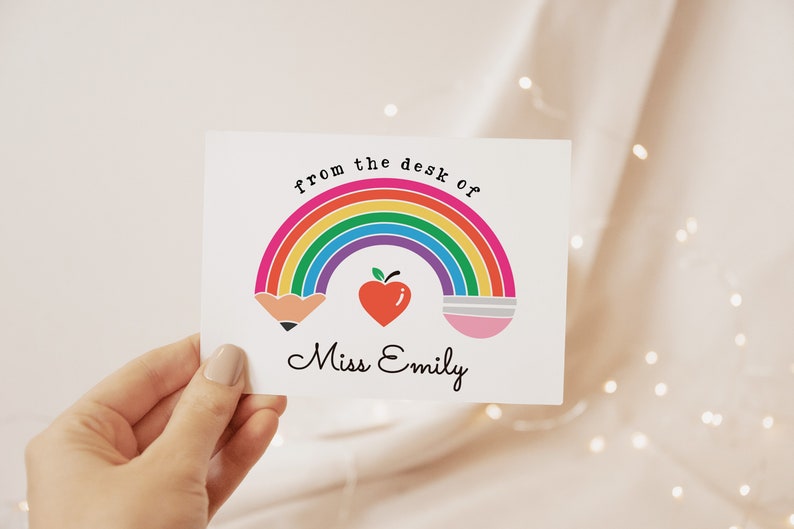 Personalized Teacher Note Cards, Set of Blank Cards Teacher Parents ...