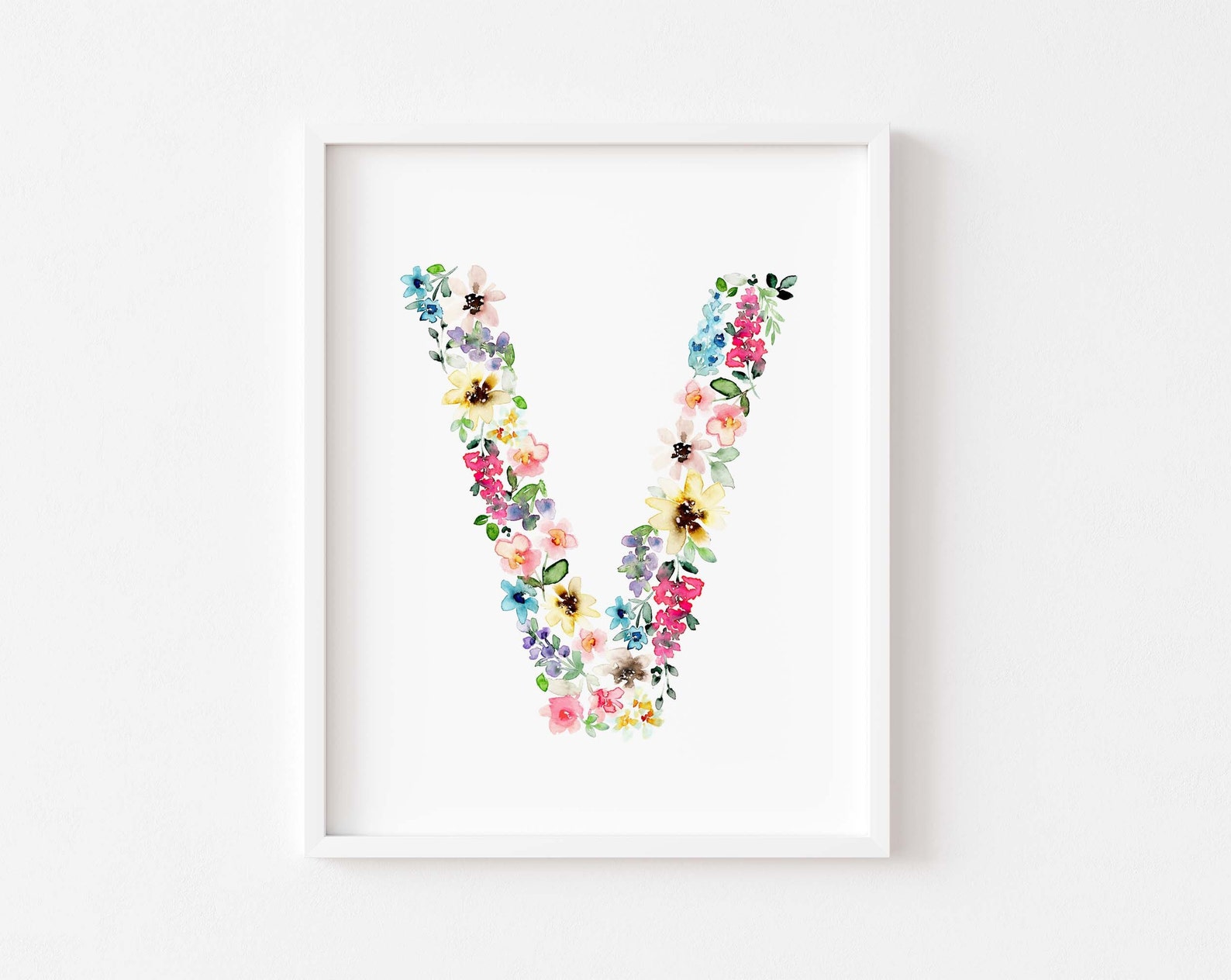 Floral Initial Wall Art, Personalized Wildflower Name Print, Daisy ...