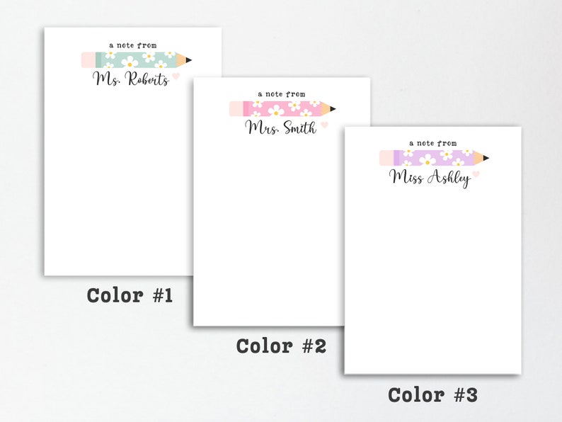 Teacher Note Pad Personalized, Custom Retro Daisy School Stationery ...
