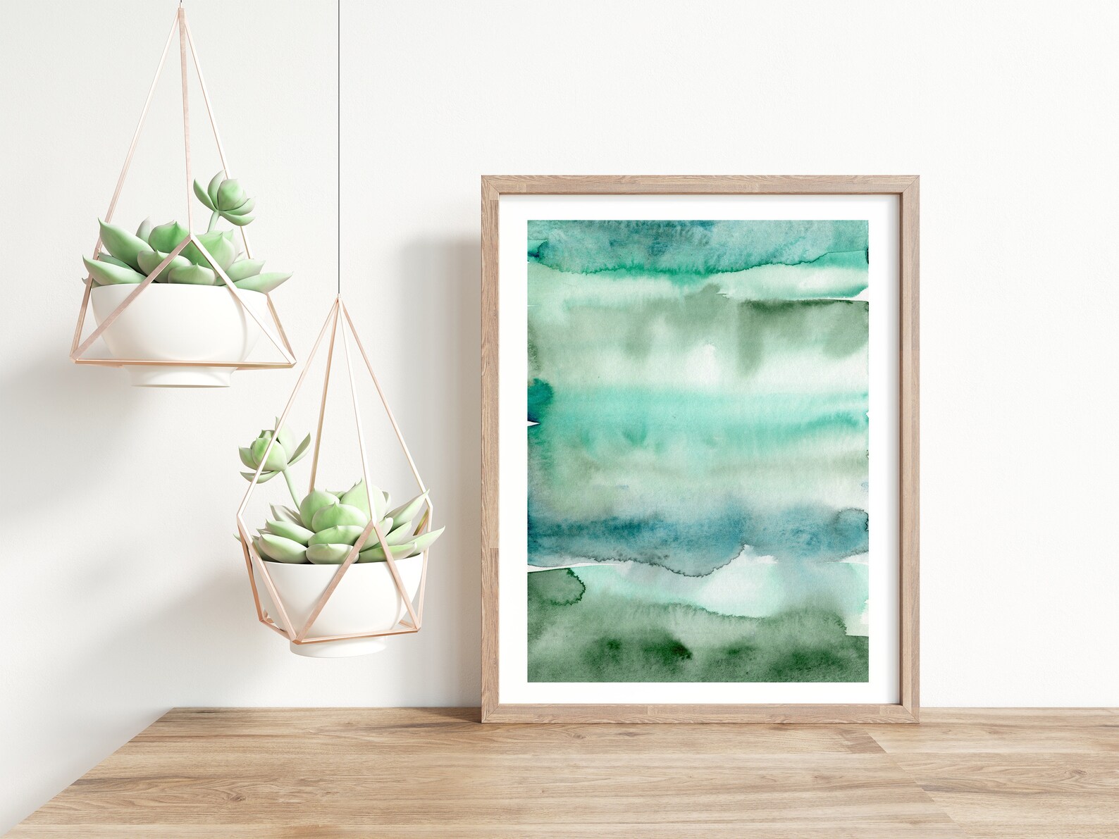 Blue Green Sea Glass Abstract Art Print Modern Coastal Wall Etsy