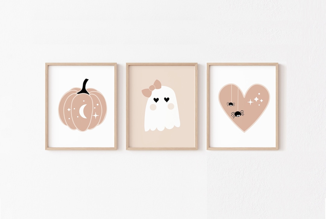 Pink Halloween Nursery Wall Art PRINTABLE, Cute Girly Halloween Print ...