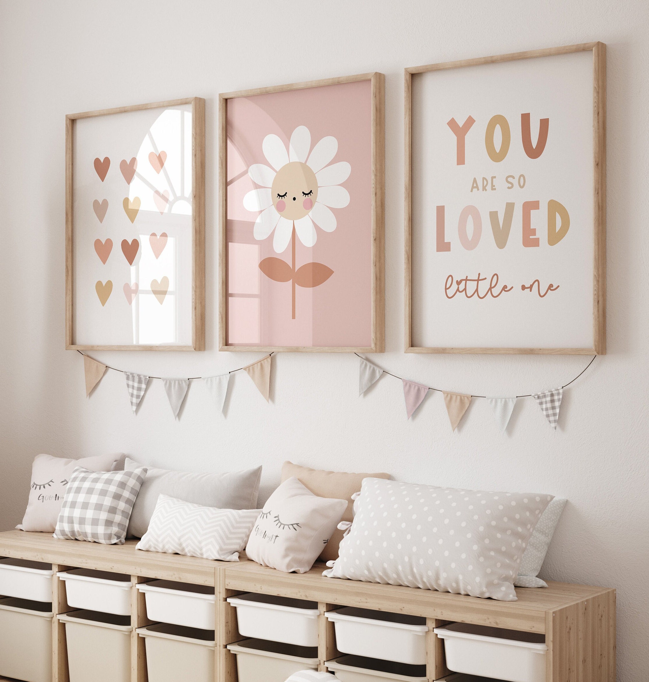 Neutral Daisy Nursery Wall Art, You Are so Loved Modern Daisy Decor ...