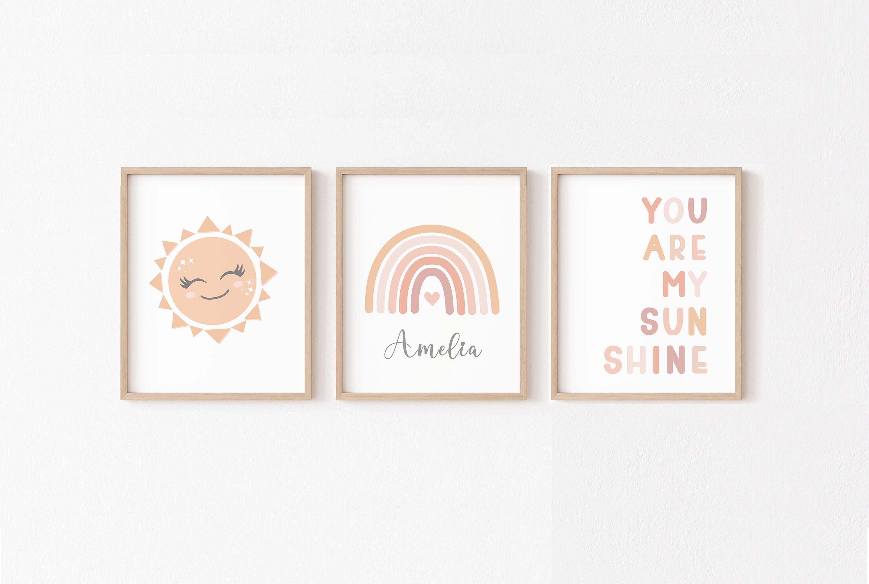 Neutral Nursery Wall Art, You Are My Sunshine Print Set of 3, Boho ...