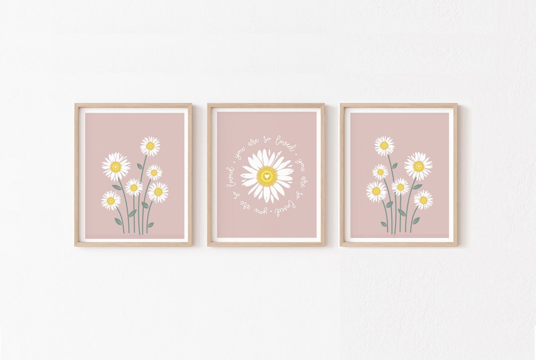 Daisy Nursery Print Set of 3, You Are so Loved Modern Daisy Decor ...
