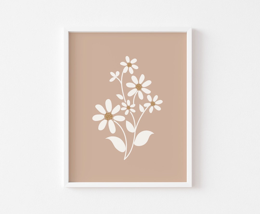 Daisy Nursery Wall Art, Neutral Modern Daisy Decor, Boho Floral Print ...
