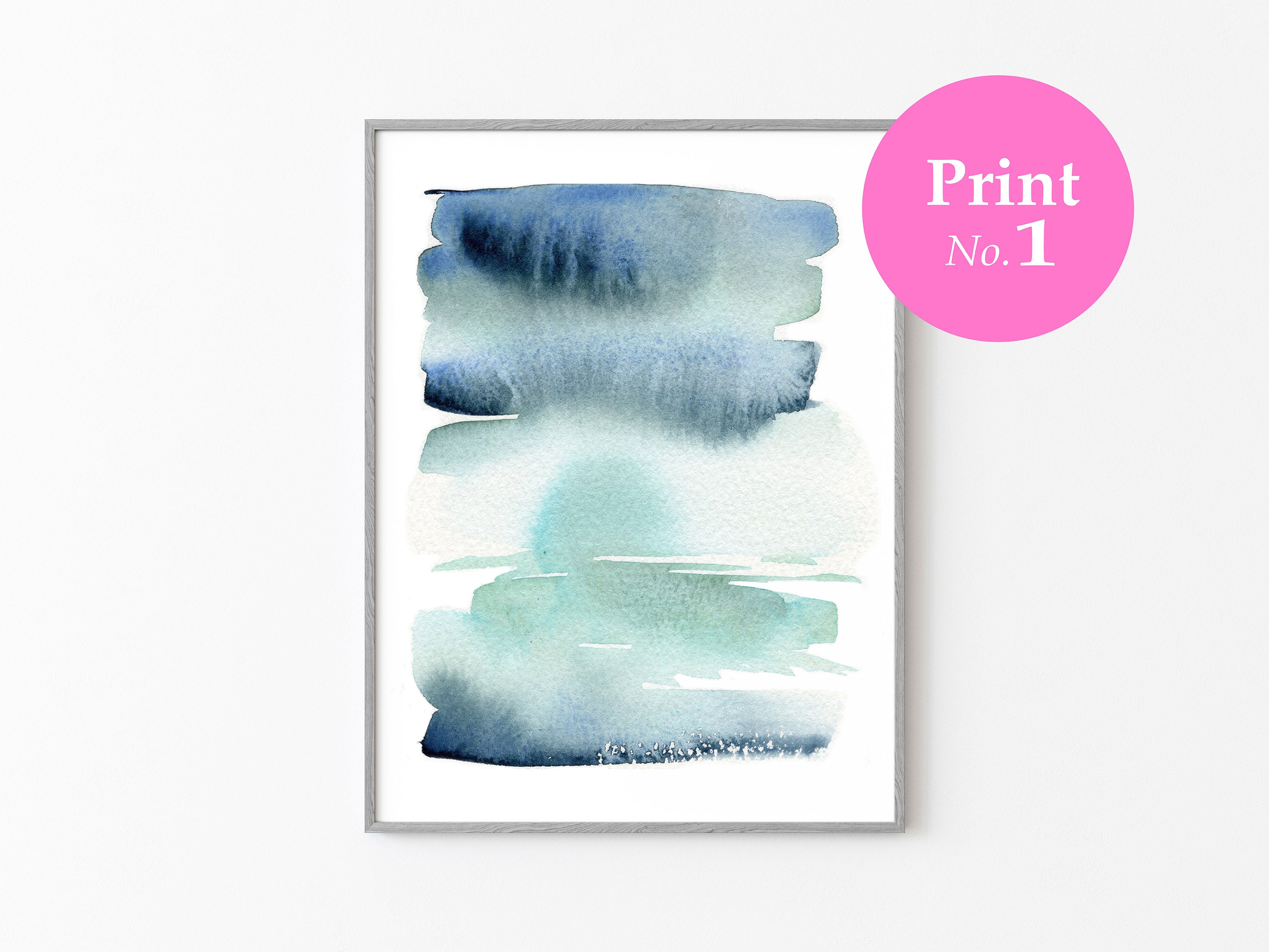 Blue Abstract Sea Art Print Set, Minimalist Modern Ocean Wave Wall Art ...