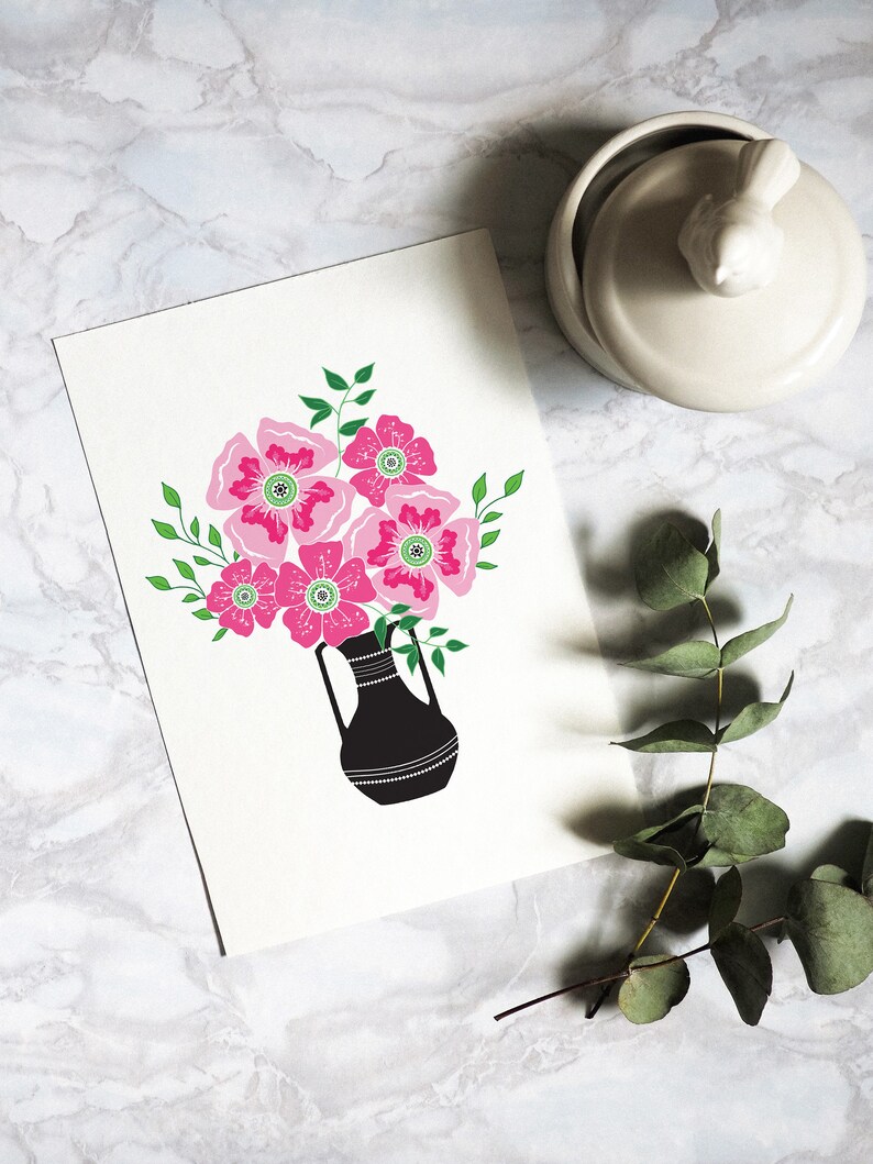 Hot Pink Floral Wall Art PRINTABLE Spring Flower Wall Decor - Etsy