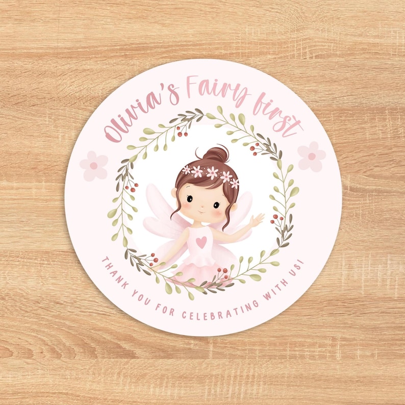 Fairy Birthday Stickers Personalized, Fairy First Birthday Tags, Pink ...