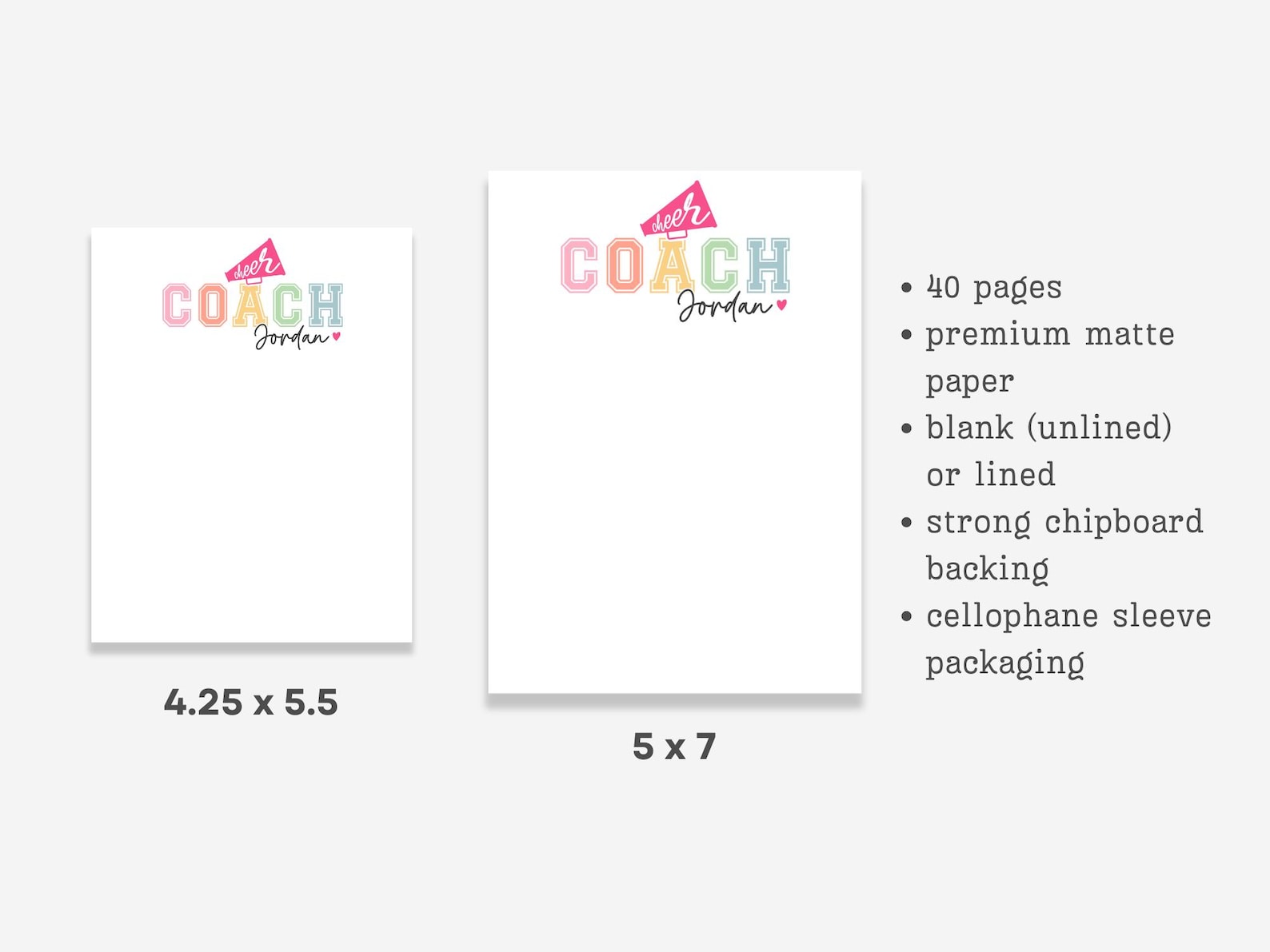 Cheer Coach Notepad Personalized, Colorful Custom Cheerleading ...
