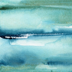 Watercolor Abstract Art Print, Blue Green Coastal Wall Art, Modern ...