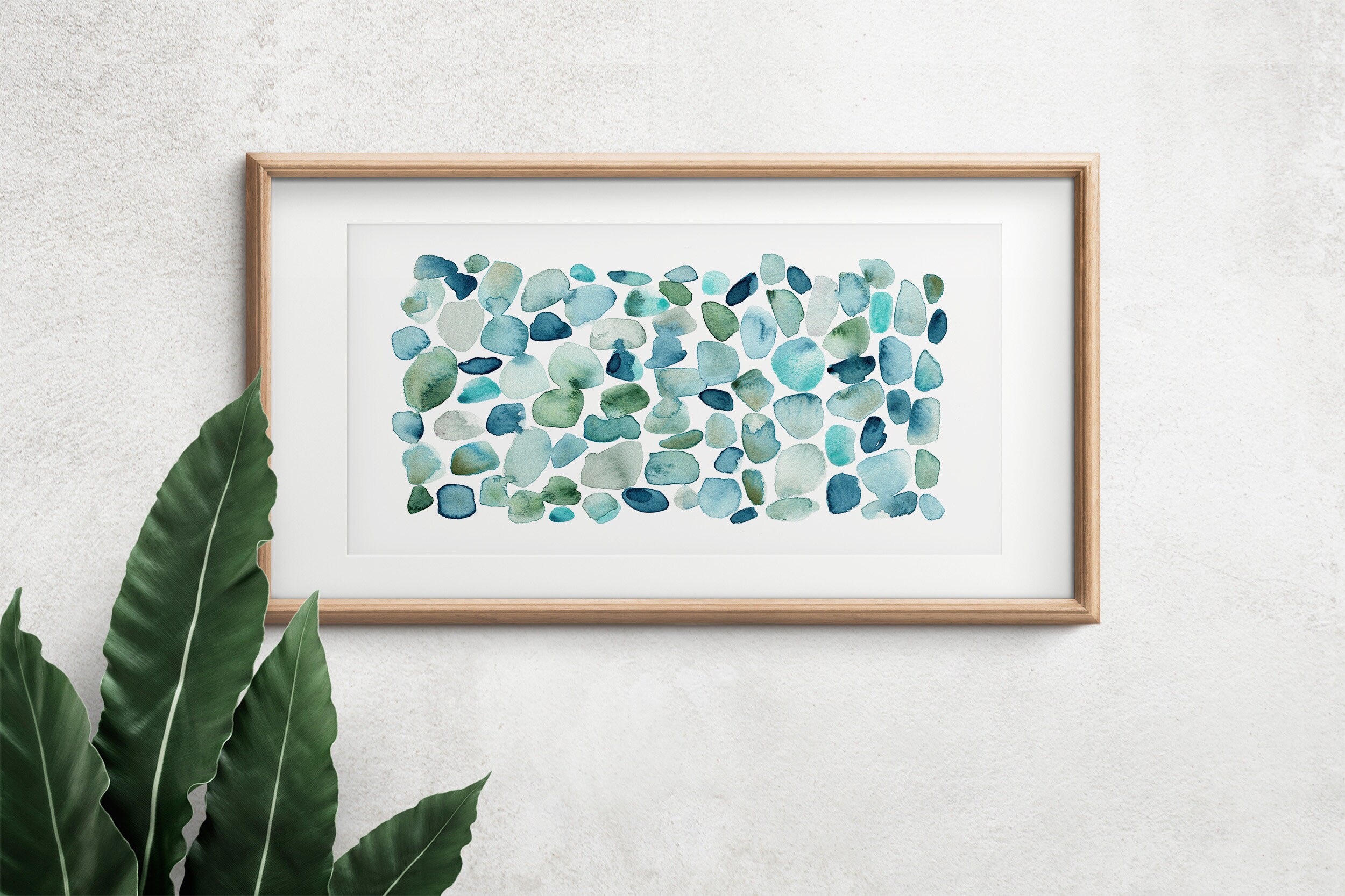 Sea Glass Wall Art, Modern Coastal Art Print, Blue Green Beach House ...