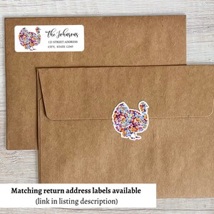 Turkey Envelope Seals, Watercolor Floral Thanksgiving Stickers ...