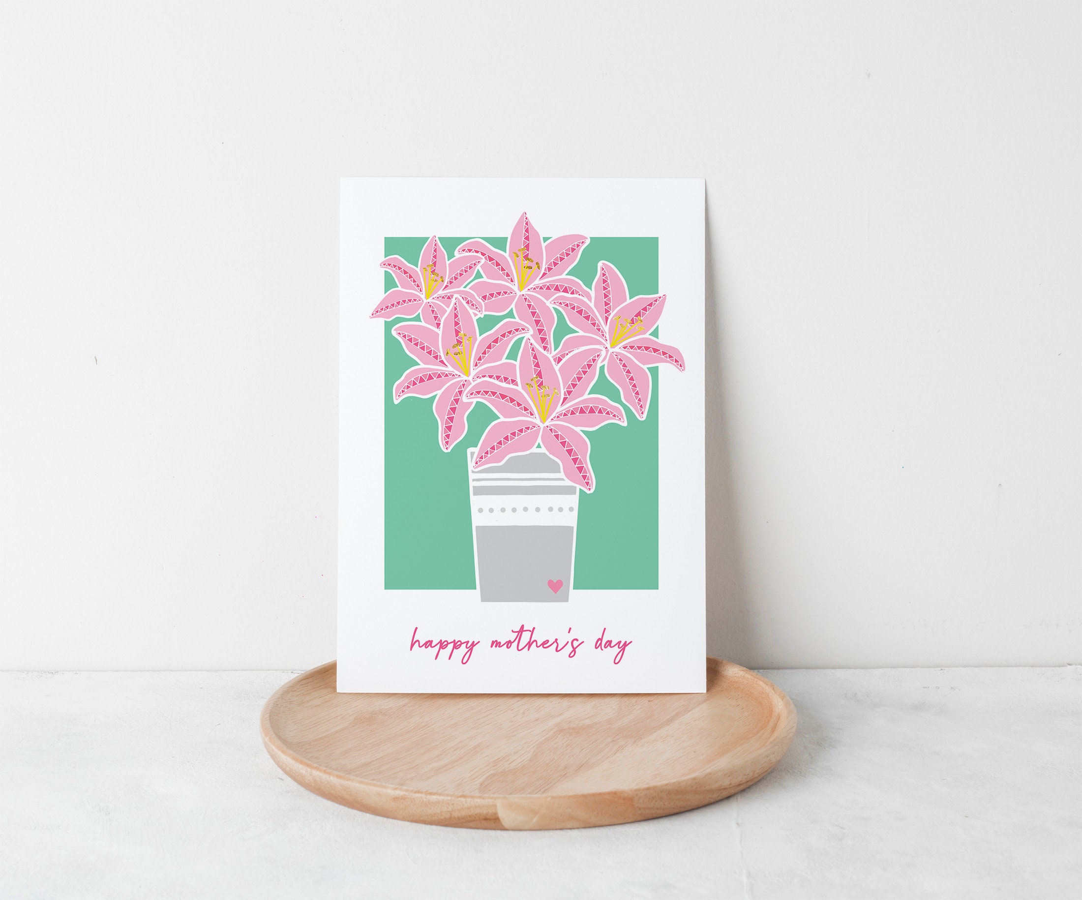 PRINTABLE Pink Lily Mother's Day Card Stargazer Lilies Etsy