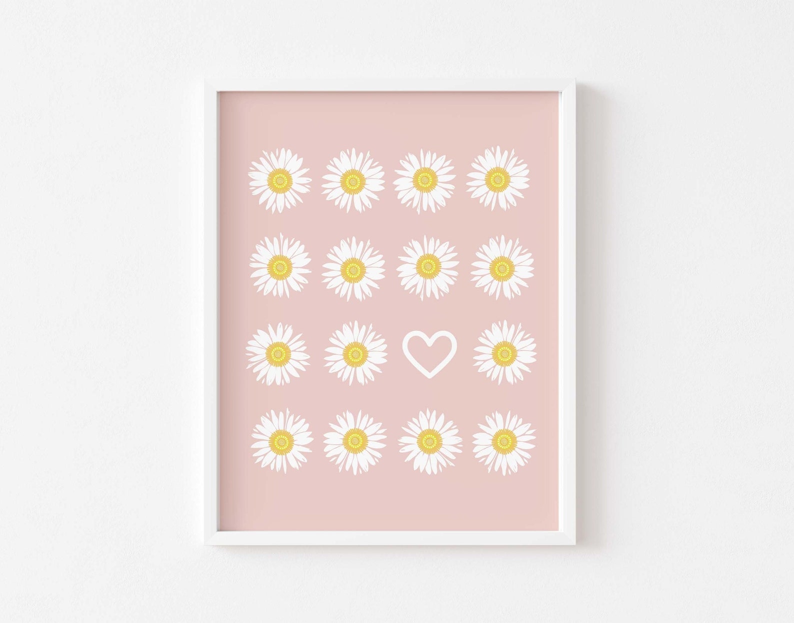 Boho Daisy PRINTABLE, Pink Daisy Nursery Wall Art, Retro Flower Neutral ...