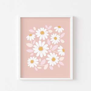 Boho Daisy Nursery Print Set, Neutral Modern Daisy Decor, Pastel Pink ...