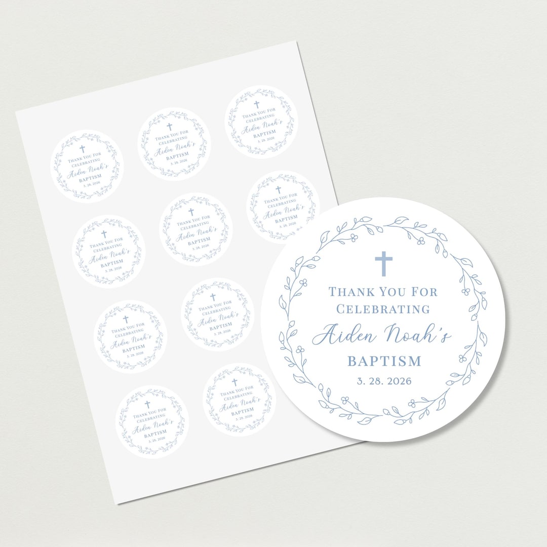 Personalized Baptism Stickers, Christening Favor Labels, Cross Thank ...