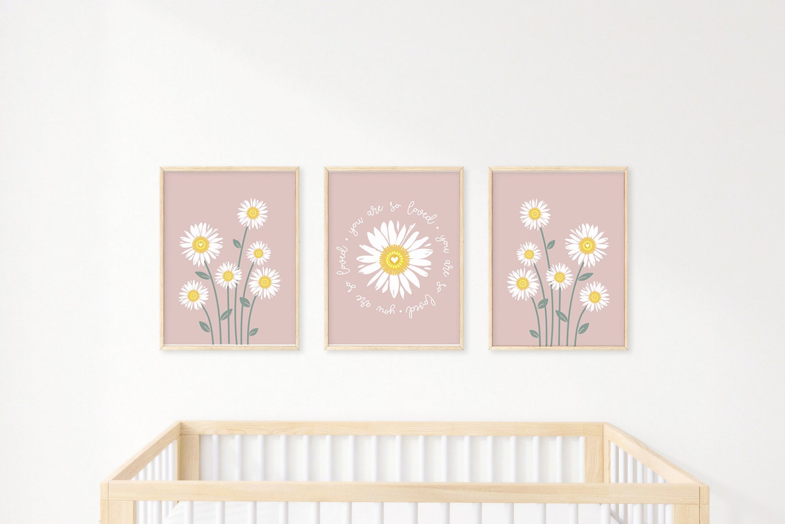 Daisy Nursery Print Set of 3, You Are so Loved Modern Daisy Decor ...