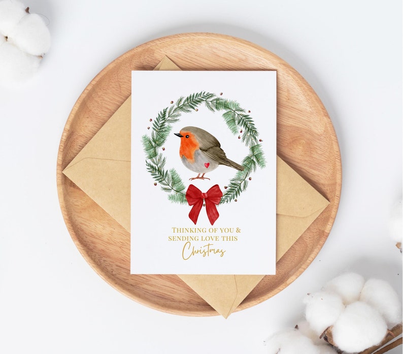 Robin Christmas Greeting Card, Thinking of You After Loss, Holidays ...