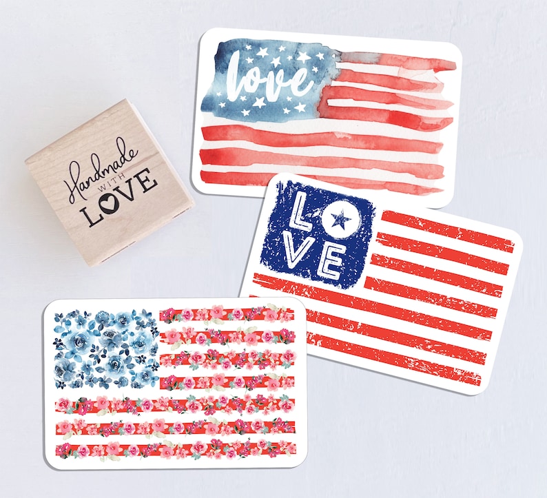 American Flag Stickers, Watercolor Floral USA Decal, Patriotic Girly ...