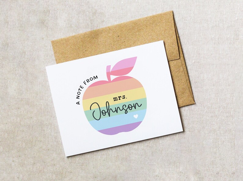 Personalized Teacher Note Cards, Set of Blank Cards Teacher Parents ...