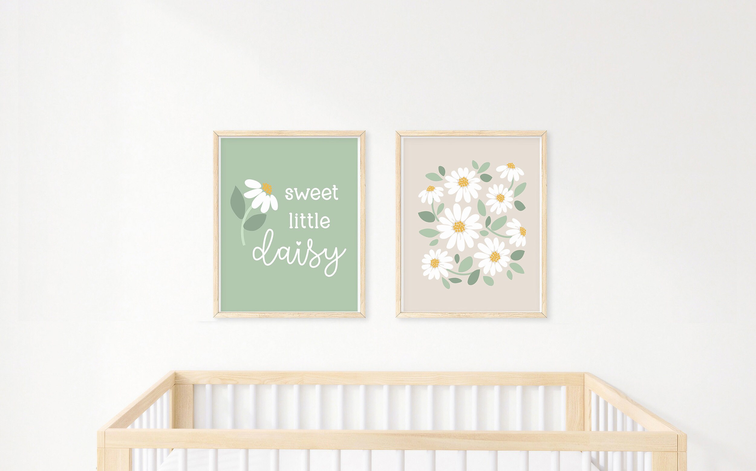 Daisy Nursery Print Set Neutral, Boho Modern Daisy Decor, Sage Green ...