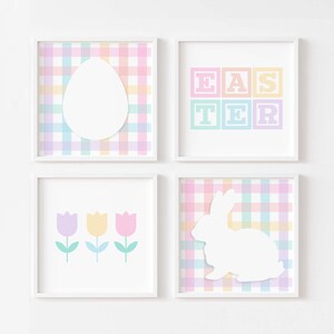 Easter Nursery Wall Art PRINTABLE, Pastel Plaid Girls Room Print Set ...