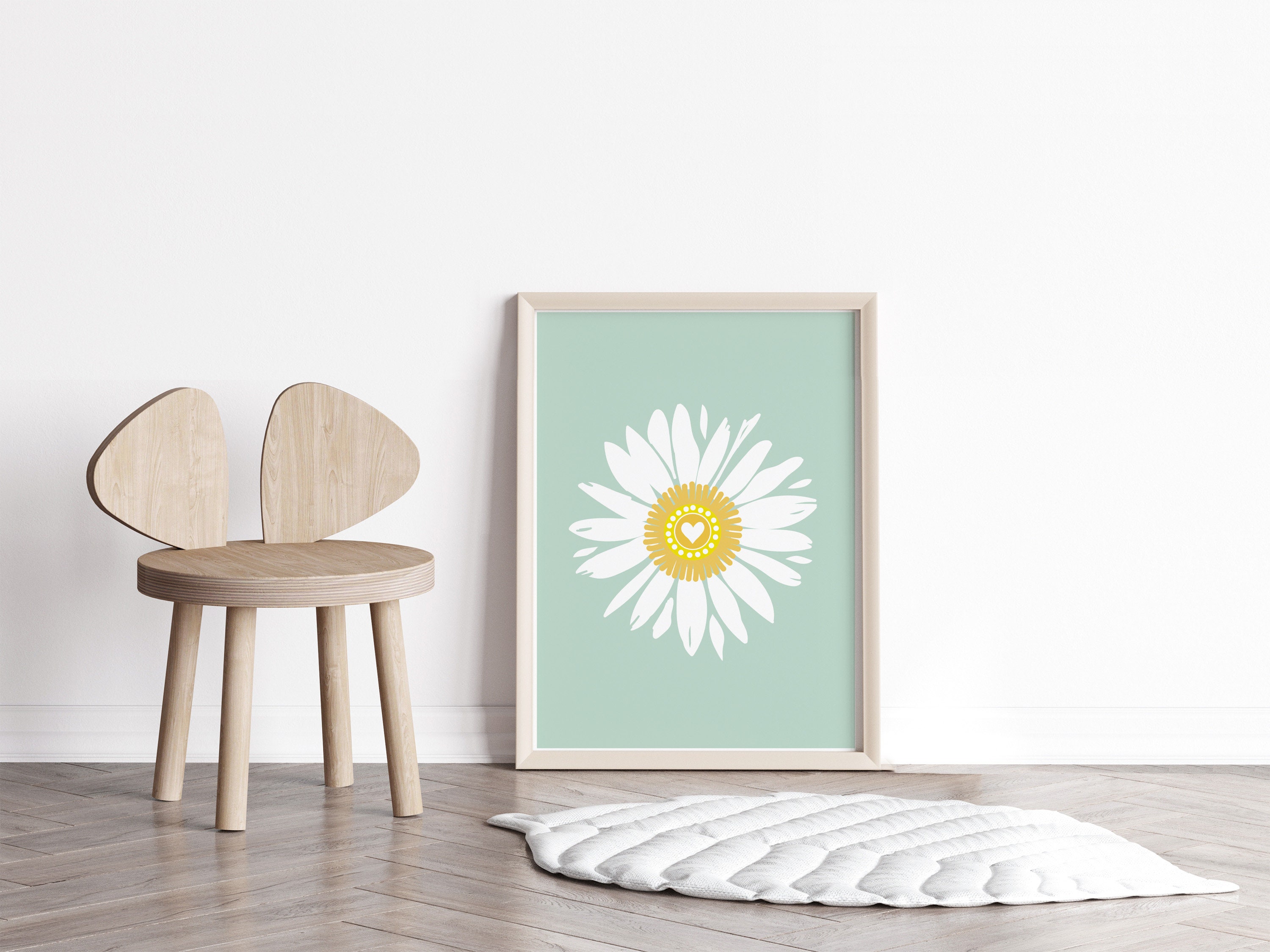 Daisy Nursery Wall Art PRINTABLE, Boho Daisy Kids Room Decor, Sage ...