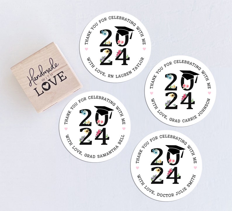 Personalized Graduation Labels, Custom Wildflower Round Stickers ...