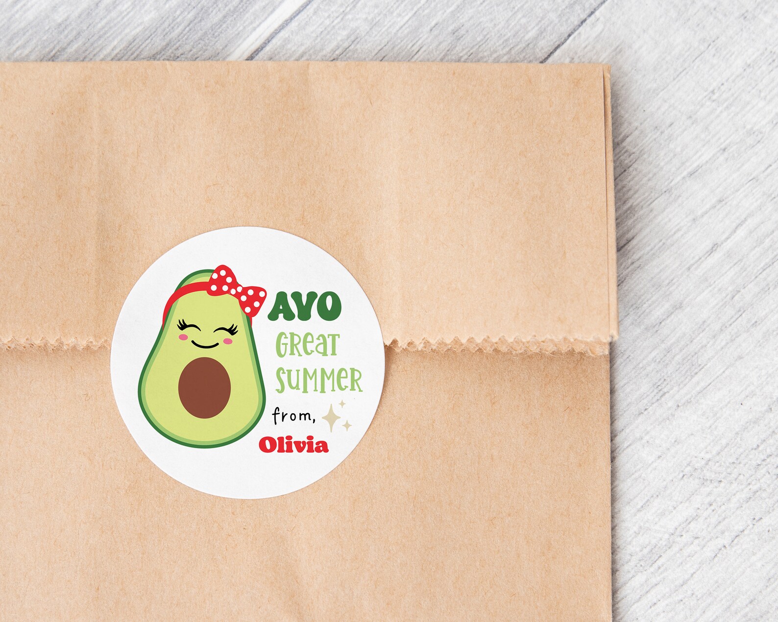 End of School Year Labels, Personalized Boy Girl Avocado Stickers ...