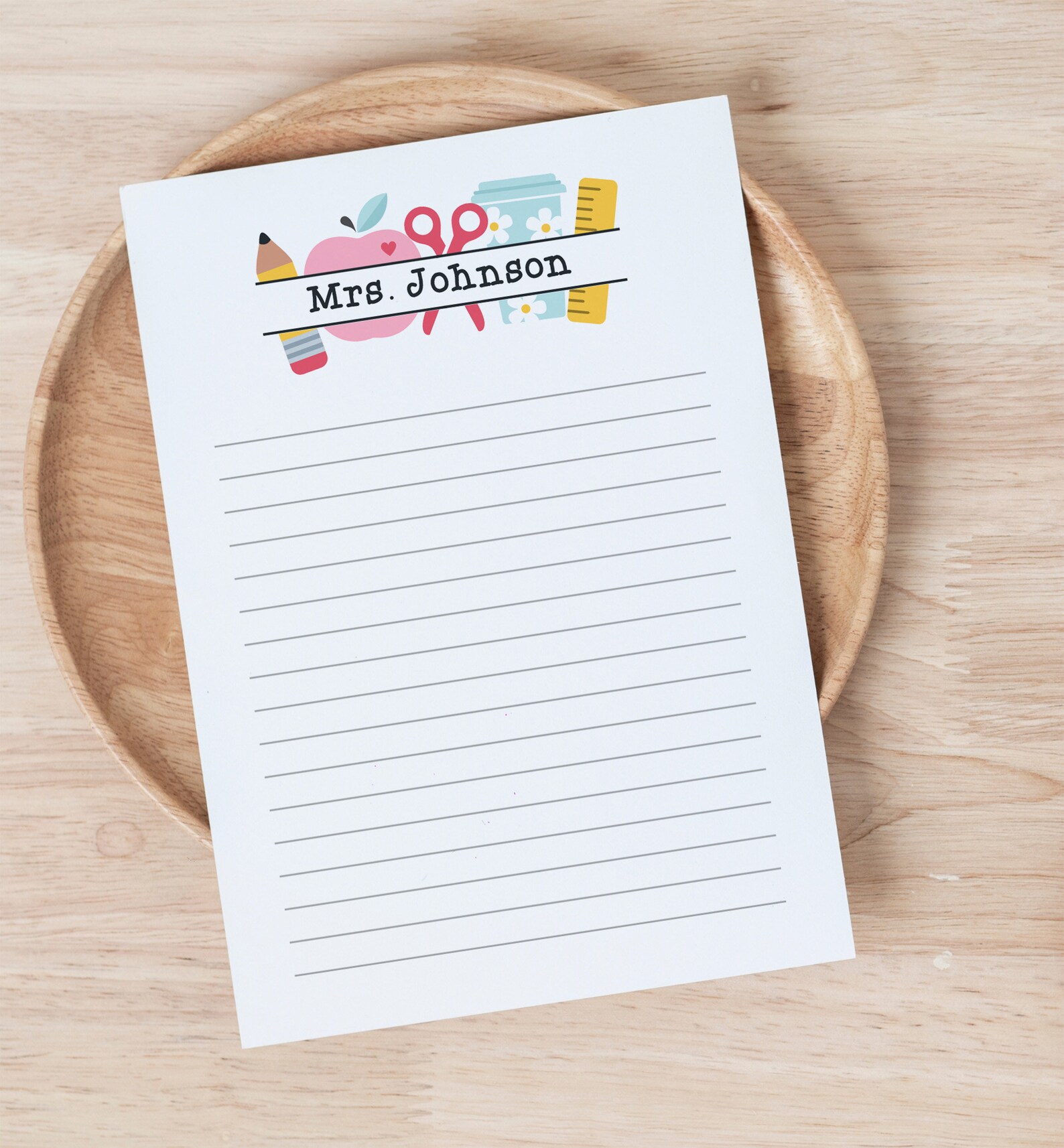 Retro Teacher Note Pad Personalized, Colorful Custom School Stationery ...