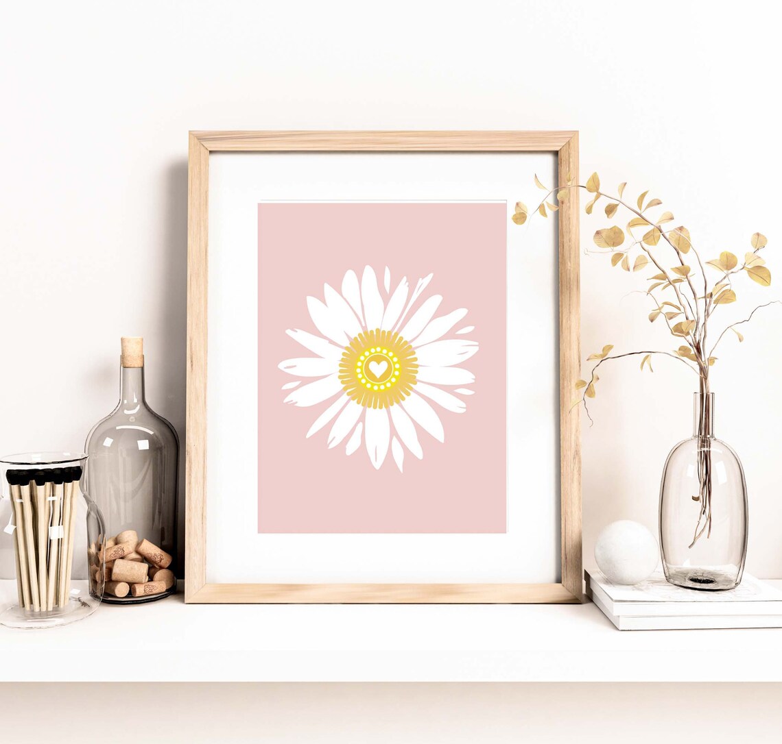 Daisy Nursery Wall Art PRINTABLE, Boho Daisy Kids Room Decor, Digital ...