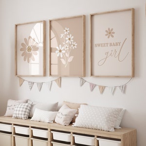 Neutral Daisy Nursery Wall Art, Dream Big Little One Modern Daisy Decor ...