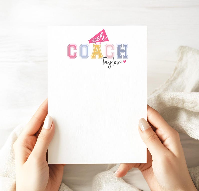 Cheer Coach Notepad Personalized, Colorful Custom Cheerleading ...