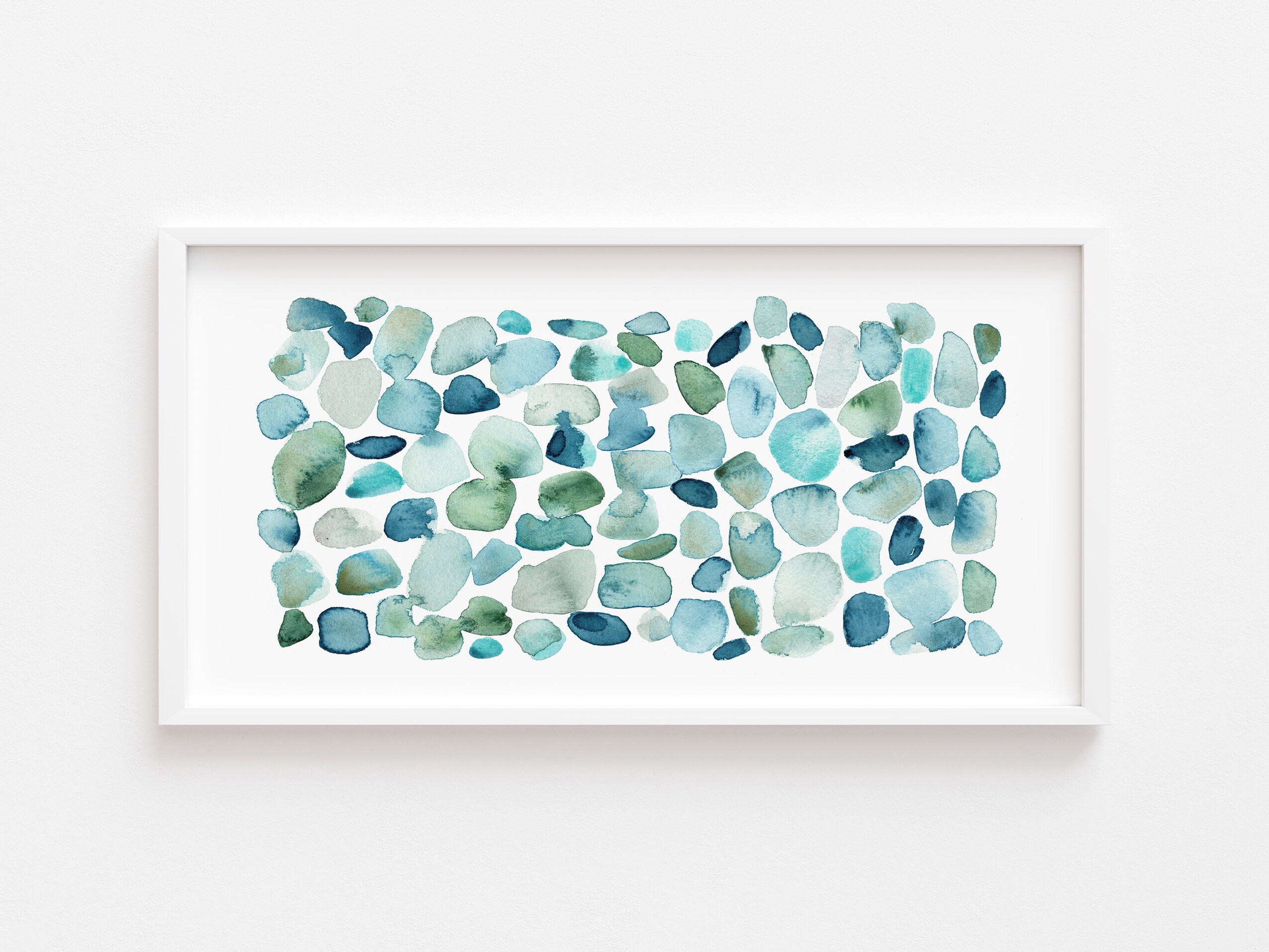Sea Glass Wall Art, Modern Coastal Art Print, Blue Green Beach House ...