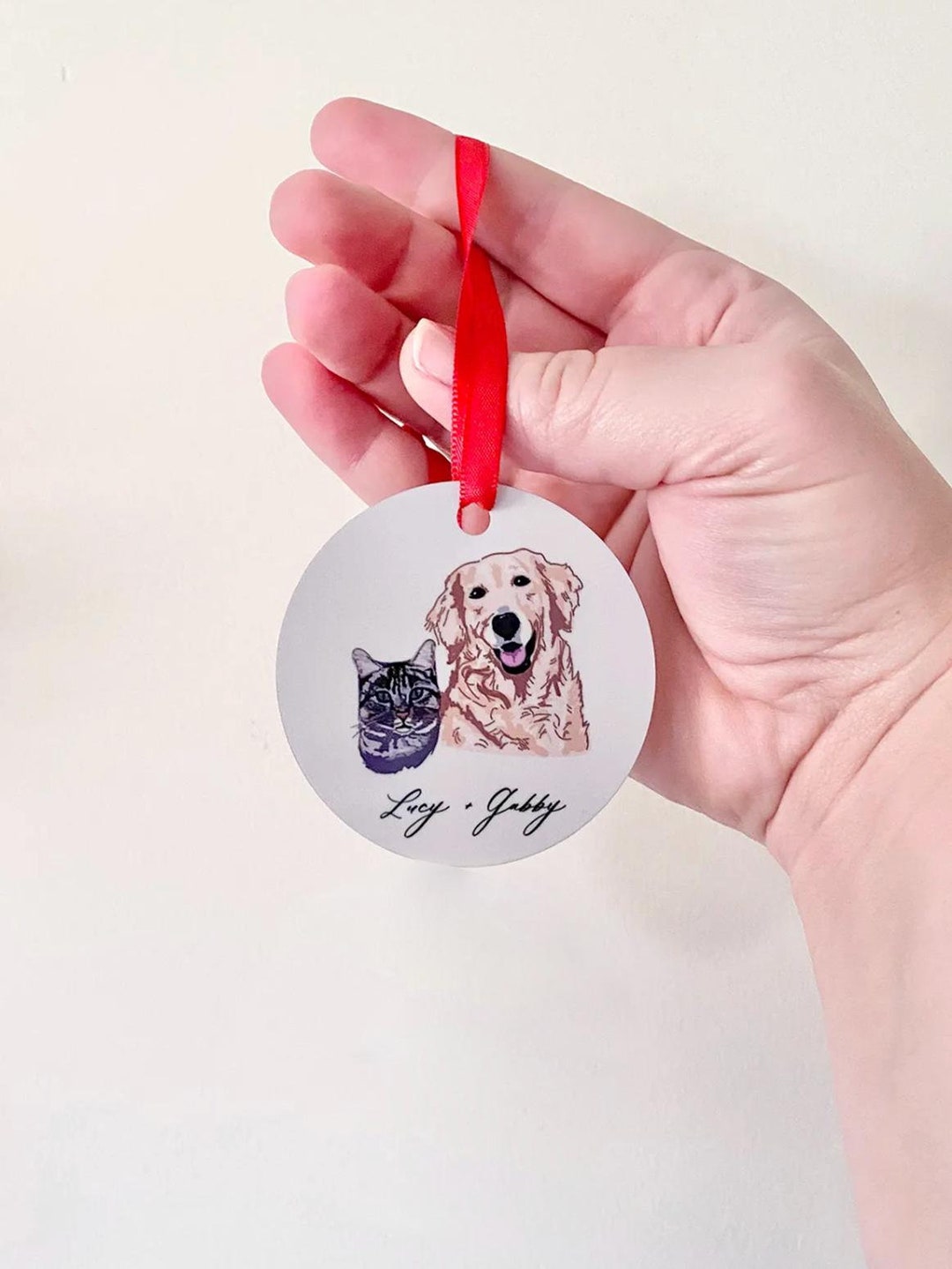 Personalized Pet Portrait Ornament, Custom Dog Cat Memorial Gift - Etsy