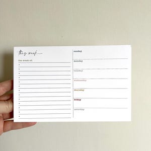 Weekly Planner Notepad, Weekly Planner List, Desk Planner, Weekly Notepad, Daily Planner, To Do List