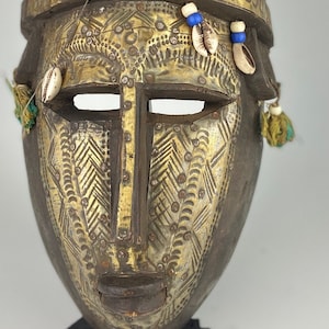 Marka Tribe Mask: African Wood & Brass Plated Decor