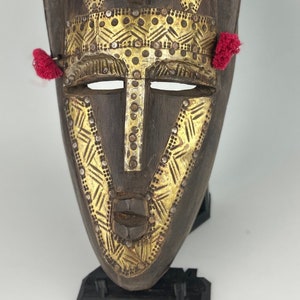 Marka Tribe Mask: Handmade African Wood & Brass Plated Decor