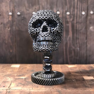 Skull Sculpture/ Skull/ Day of the Dead/ Unique Gifts/ Industrial Decor/ Industrial Art/ Dia De Los Muertos/ Day of the Dead Skull/ Hallowee image 1