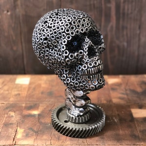 Skull Sculpture/ Skull/ Day of the Dead/ Unique Gifts/ Industrial Decor/ Industrial Art/ Dia De Los Muertos/ Day of the Dead Skull/ Hallowee image 2